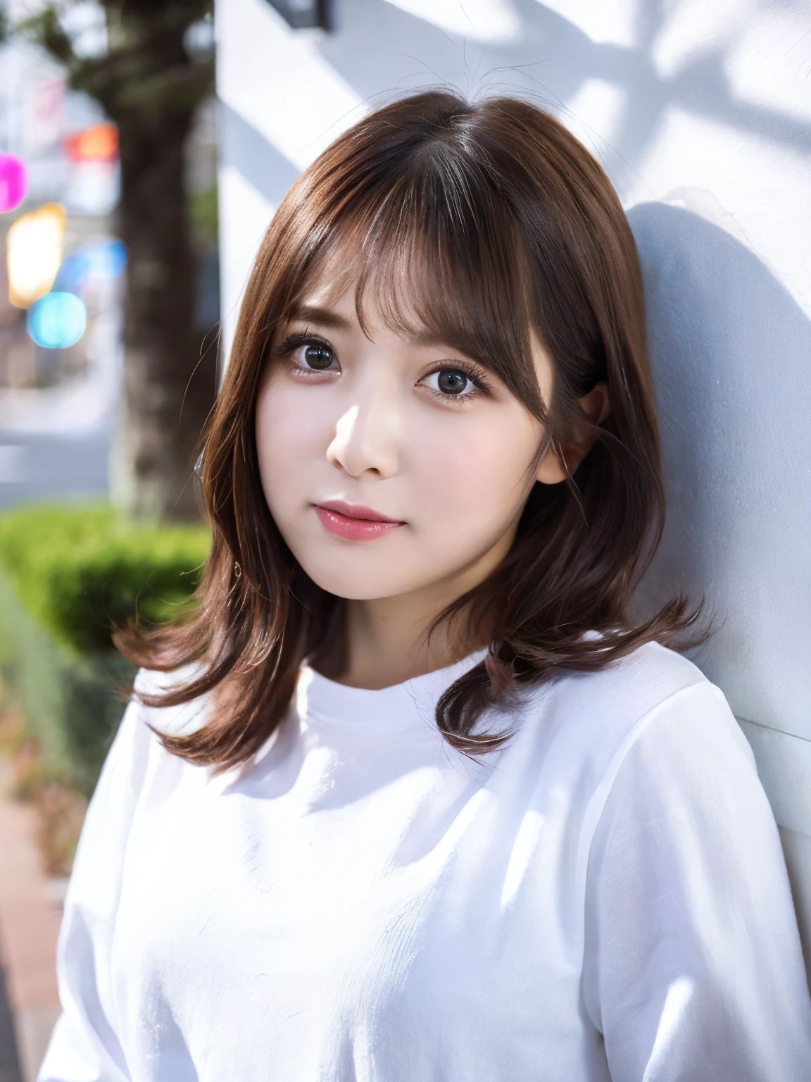 Uruchan-6500-v1.1, (RAW Photos:1.2), (Photorealistic), Beautiful detailed girl, (Genuine: 1.4), short hair、Long sleeve shirt、Photographed in front of a white wall、Very detailedな目と顔, Beautiful and beautiful eyes、Large file size, High resolution, Very detailed, highest quality, [masterpiece:1.6], Awareness-raising, Very detailed, Hmph, finely, highest quality, 8k wallpaper, 1 girl, 32 years old, Perfect figure, Cute droopy eyes、Beautiful big eyes、 highest quality, eye shadow, Upper Body, Portraiture, ((full body shot:1.2))