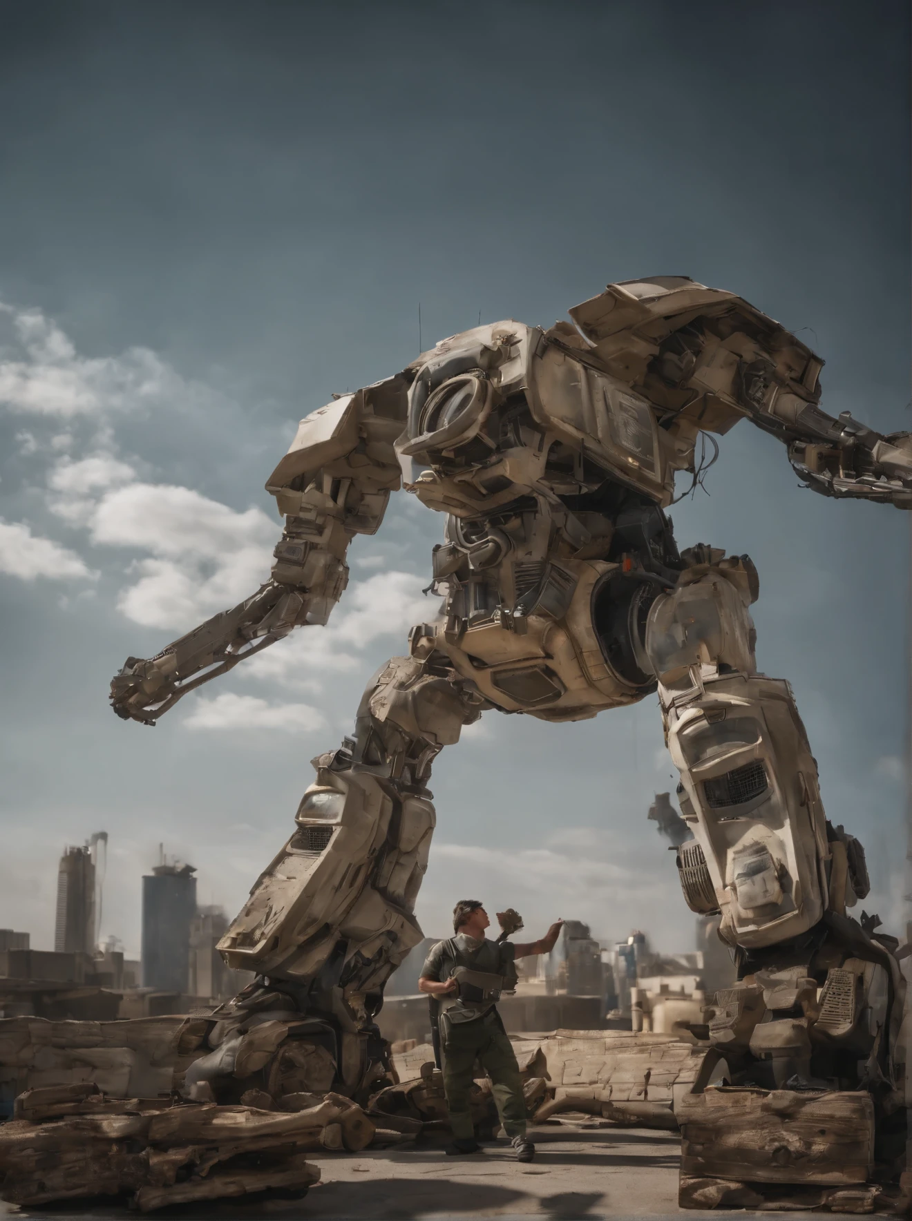 Multi-legged tank、(Very long legs)、((8Benzu))、Shaped like a tarantula、Appleseed、Shirou Masamune、Crossing Buildings、Total height 50 meters、Fuchikoma, (Organic Design:1.4), background: Futuristic urban space, A hierarchical city、Concrete Jungle、(masterpiece), Sci-Fi Art