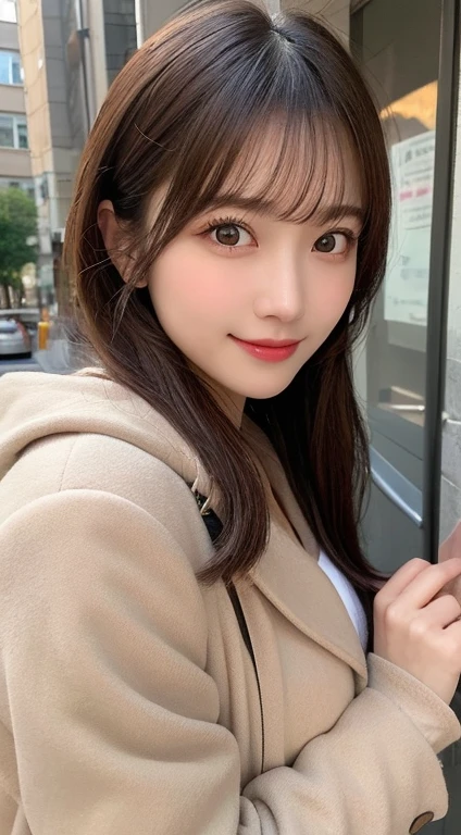 Tabletop, highest quality, shape, Very detailed, finely, High resolution, 8k wallpaper, 完璧なダイナミックな構shape, Beautiful and detailed, Straight hair, Small breasts, Natural color lip, Random sexy poses,smile,20-year-old girl、Midnight、美しくDetailed face、Perfect and beautiful face,Big eyes、RAW Photos、Expressing feminine poses with the whole body、Beautiful and detailed、Small face、Beautiful Duplex、Slim face and figure,Luxury brand mink coat(internal:Winter clothes)、Beautiful golden ratio face,Twin ponytail,Bright expression,Shooting with a focus on beautiful legs、Actual photo、 (Get closer to the face, Make your face bigger, Face Focus:1.0), break, (masterpiece, highest quality, Very detailed, Detailed face, 8k)、Actual photo、Perfect and beautiful face、Blur the background、smile