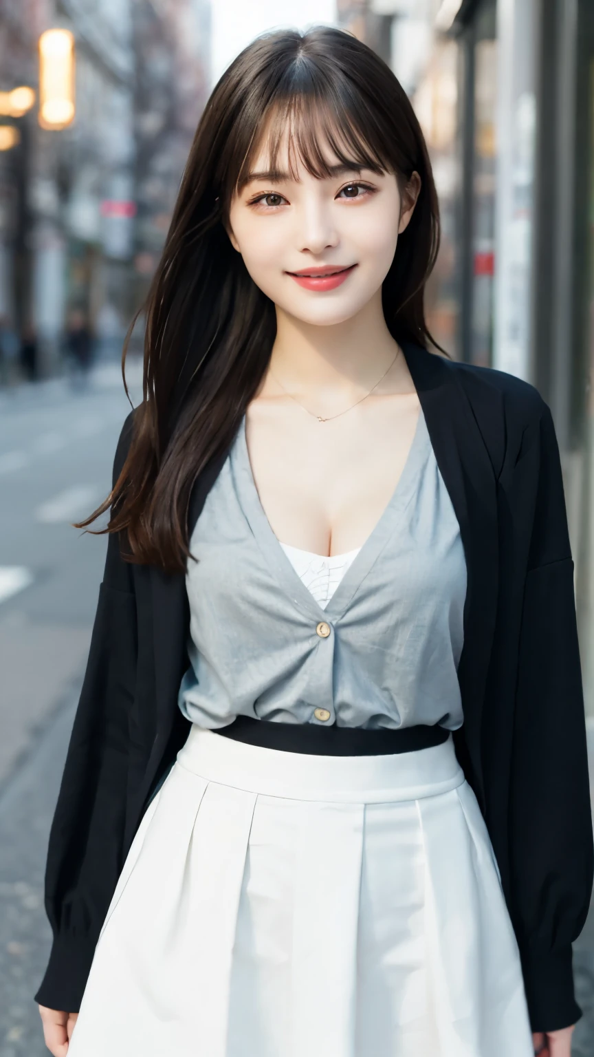 smile、night、Raw photo、(((ultimate beauty portrait)))、((Glowing Skin))、1 girl、Beautiful 15 year old girl from Prague、Bright expression、((Brown haired))、(Cleavage)、(flare skirt:1.5)、((Big eyes that shine like jewels))、Open cardigan、Open your clothes、pantyhose、Glossy skin、(Medium Hair)、(Silky ponytail hair)、(standing)、(From below)、Under the skirt、(下着をFrom belowクローズアップ)、eyeliner、Beautiful Bangs、Hair between the eyeasterpiece、最high quality、Ultra-detailed、Film Light、Intricate details、High resolution、Very detailed))、Detailed Background、8KUHD、Digital SLR、Soft Light、high quality、Film Grain、Fujifilm XT3 、Shallow depth of field、Natural soft light、Kamimei、Ample breasts