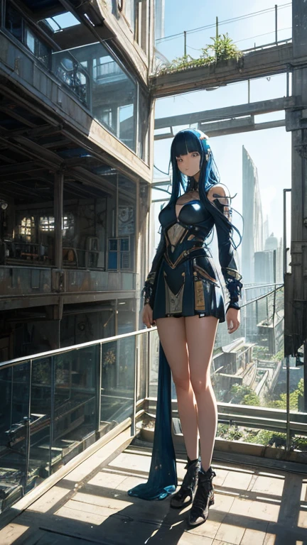 Paolo Soleri, Lebbeus Woods, Surreal, mysterious, strange, fantastical, fantasy, Sci-fi, Japanese anime, transparent house, glass architecture, blueprints, perspective and cross-sectional views, beautiful high school girl in miniskirt, solo girl, perfect voluminous body, detailed masterpiece hand colour drawings hyper realistic sharp focus real