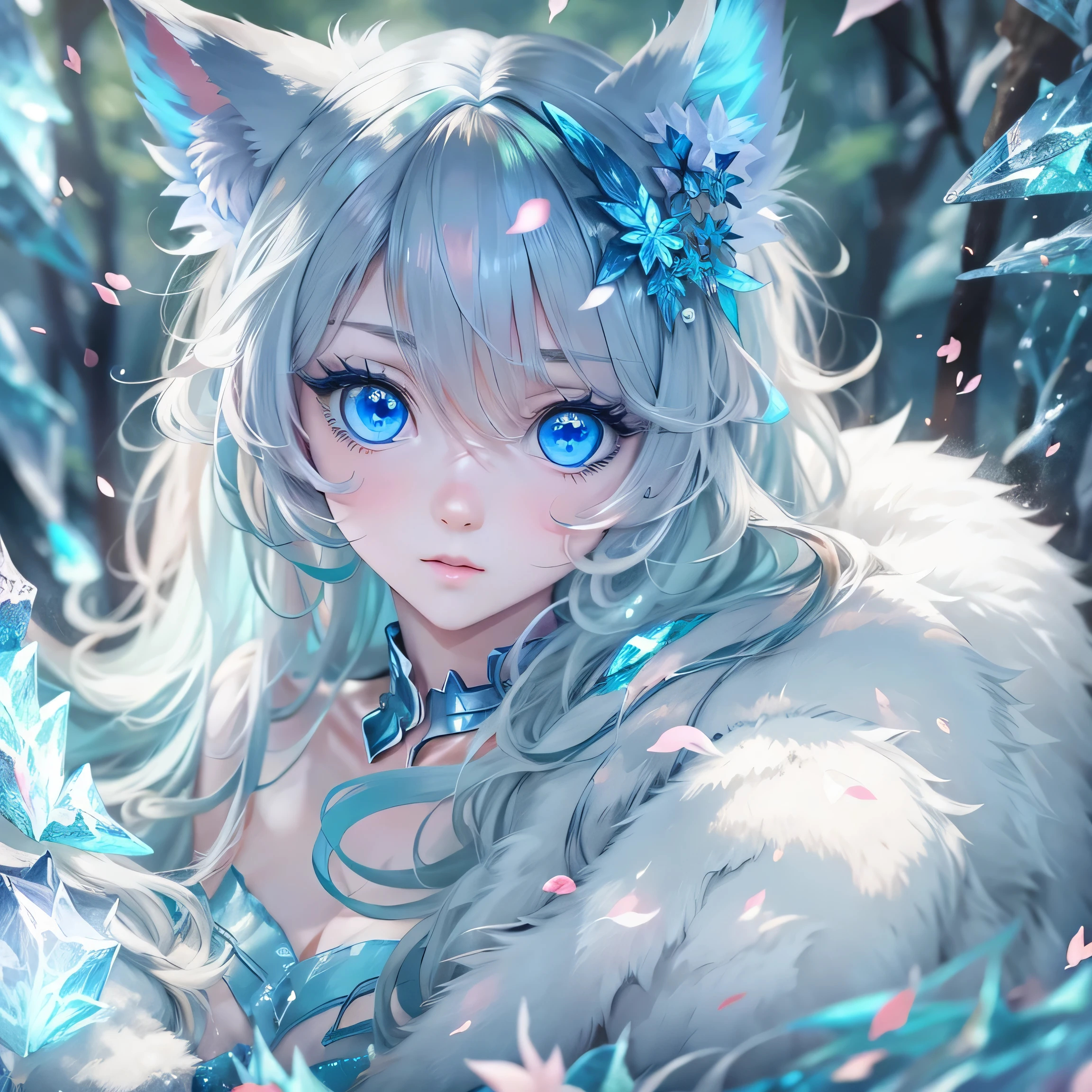 There is a cat with blue eyes and a chain around its neck., Blue shining eyes, beautiful Glowing blue eyes, Blue shining eyes, Shining blue eyes, Glowing blue eyes, Shining blue eyes, blue reflective eyes, Cute eyes of dream animals, 水晶blue eyes, ice blue eyes, Shining blue eyes, blue eyes, Beautiful and shining eye crystals