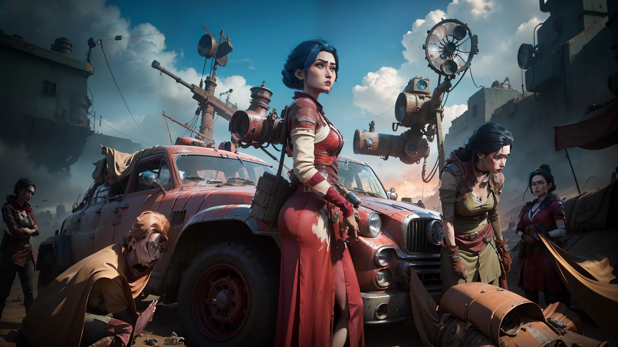 ((Best quality)), ((masterpiece)), (highly detailed:1.3), 3D, arcane style,In the dark and courageous dystopian city of Piltover, plagued by violence and divided into two opposing factions, a young prodigy named Jinx emerges. Having endured unimaginable loss and abandonment, she embraced a life of chaos and destruction. Known for her inventive and explosive abilities, Jinx becomes an icon of rebellion against the oppressive forces that control the city. However, haunted by guilt and battling inner demons, she must confront her past and decide whether to continue on the path of anarchy or seek redemption amid the turmoil. Explore Jinx's journey as she navigates a treacherous world, fighting for survival, unlocking secrets, and discovering the true meaning of her twisted existence, chaos reigns supreme, and at the center of it all is Jinx, the embodiment of unpredictability. Delve deep into Jinx's twisted mind, exploring the origins of his madness and the driving force behind his destructive nature. Unravel the moments that shaped her into the crazed, iconic character we know. Take us on a wild journey through the vibrant streets of Piltover and the shadowy suburb of Zaun as Jinx wreaks havoc with his explosive arsenal. Can redemption find its way into Jinx's fractured soul? Or will she dance forever on the edge of sanity, embracing the chaos that fuels her very existence? Arcane's fate hangs in the balance as Jinx's path intertwines with unlikely allies and formidable enemies. Ignite your imagination and paint a vivid portrait of Jinx's distorted psyche, capturing the essence of her madness and the indomitable spirit that defines it, HDR (High Dynamic Range), Ray Tracing, NVIDIA RTX, Super-Resolution, Unreal 5, Subsurface Scattering, PBR Texturing, Post-processing, Anisotropic Filtering, Depth of Field, Maximum Clarity and Sharpness, Multit Textures