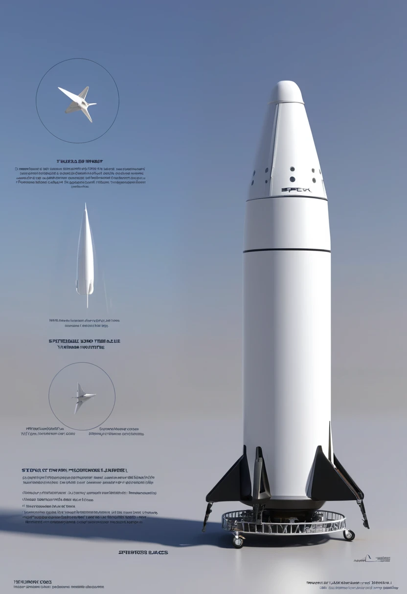 Design a spaceX Starship v3 cylinder shape with a cone on top that has a VVTL with four fins at the bo ttom in between the four fins put foldable triangular landing legs, at the top put four fins, with a circular space shuttle shape cockpit viewing glass, put heat Ing tiles on the back sides of all the fins and on the back side of the cylinder, detalled, 8k,