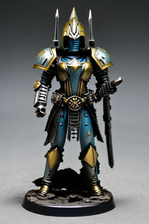 Warhammer 40k, female with custode armor, custode armor, sexy, severe eyes, full armor, combat position, grim-dark, future