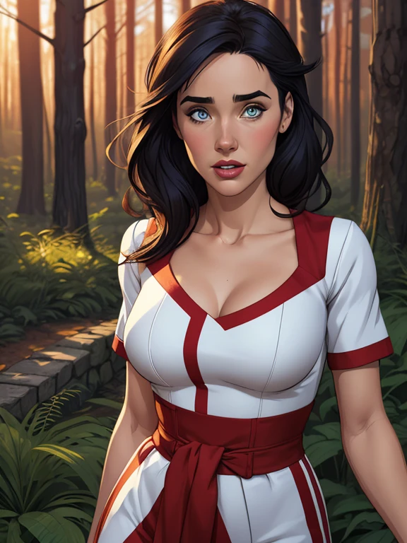 Personagem mulher PinUp dos anos 30 com marcas de guerras Imagem de desenho animado de uma mulher .cartoon style illustration, estilo de arte dos desenhos animados, estilo de arte dos desenhos animados, digital illustration style, design de personagens altamente detalhado, arte digital detalhada coragem, Forest fan art, Design de personagens de retrato, beautiful digital illustration, retrato de alta qualidade, Arte em quadrinhos, mulher jovem cabelo com transas lindas . Beautiful lined eyes Medium large bust and wonderful sexy clothes. image expression of sexual desire from the waist to the illustration Jennifer Connelly Fallout 23 uniform