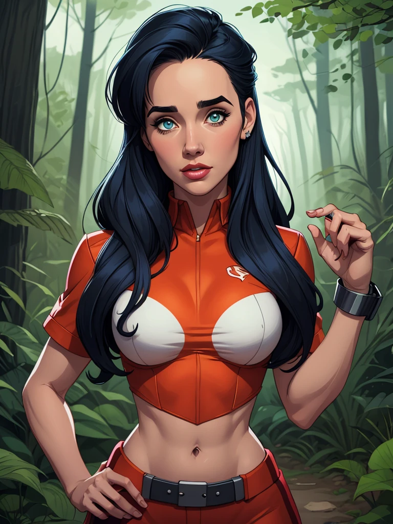Personagem mulher PinUp dos anos 30 com marcas de guerras Imagem de desenho animado de uma mulher .cartoon style illustration, estilo de arte dos desenhos animados, estilo de arte dos desenhos animados, digital illustration style, design de personagens altamente detalhado, arte digital detalhada coragem, Forest fan art, Design de personagens de retrato, beautiful digital illustration, retrato de alta qualidade, Arte em quadrinhos, mulher jovem cabelo com transas lindas . Beautiful lined eyes Medium large bust and wonderful sexy clothes. image expression of sexual desire from the waist to the illustration Jennifer Connelly Fallout 23 uniform