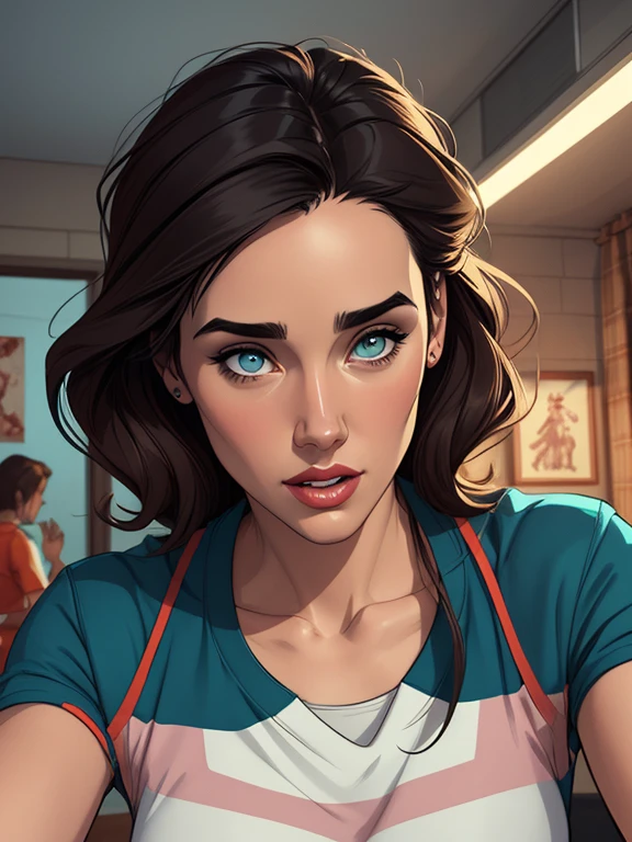 Personagem mulher PinUp dos anos 30 com marcas de guerras Imagem de desenho animado de uma mulher .cartoon style illustration, estilo de arte dos desenhos animados, estilo de arte dos desenhos animados, digital illustration style, design de personagens altamente detalhado, arte digital detalhada coragem, Forest fan art, Design de personagens de retrato, beautiful digital illustration, retrato de alta qualidade, Arte em quadrinhos, mulher jovem cabelo com transas lindas . Beautiful lined eyes Medium large bust and wonderful sexy clothes. image expression of sexual desire from the waist to the illustration Jennifer Connelly Fallout 23 uniform