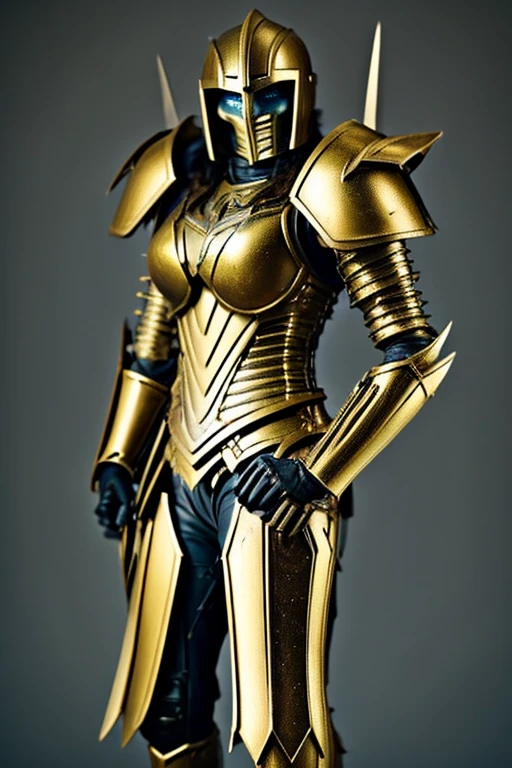 Warhammer 40k, female with custode armor, custode armor, sexy, severe eyes, grim-dark, future, golden color, sexy armor, hot