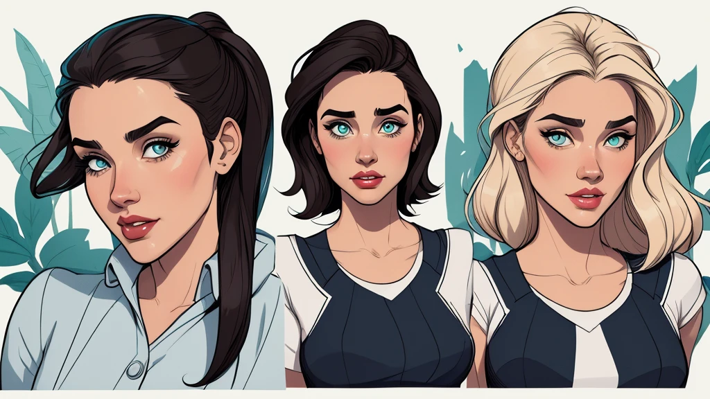 Personagem mulher PinUp dos anos 30 com marcas de guerras Imagem de desenho animado de uma mulher .cartoon style illustration, estilo de arte dos desenhos animados, estilo de arte dos desenhos animados, digital illustration style, design de personagens altamente detalhado, arte digital detalhada coragem, Forest fan art, Design de personagens de retrato, beautiful digital illustration, retrato de alta qualidade, Arte em quadrinhos, mulher jovem cabelo com transas lindas . Beautiful lined eyes Medium large bust and wonderful sexy clothes. image expression of sexual desire from the waist to the illustration Jennifer Connelly Fallout 23 uniform