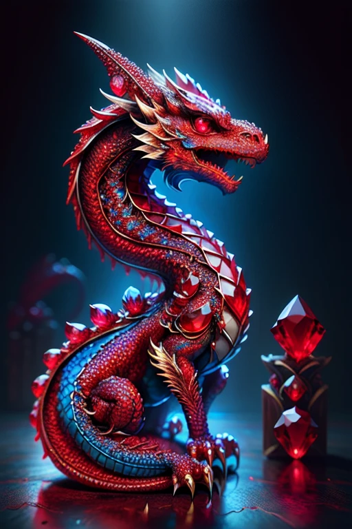 Ruby Style, dragon, blue crystals