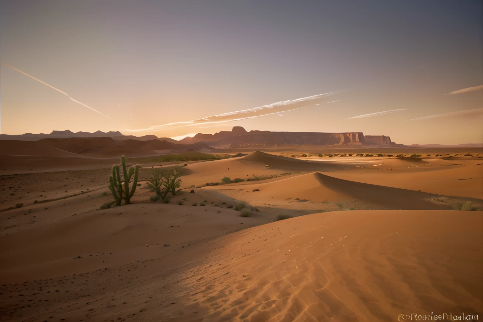 A vibrant desert scene, warm earth tones interspersed with bursts of lively color in the arid landscape. A captivating painting captures the main subject - a lone desert oasis surrounded by towering sand dunes. The rich hues of the sunset reflect off the rippling water, creating a mesmerizing contrast. The meticulous details of the cacti and tumbleweeds in the foreground add depth and realism to this exquisitely high-quality image, evoking a sense of serenity and isolation in the vast desert wilderness.
