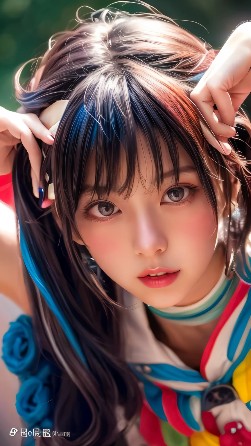 (masterpiece、highest quality、Official Art:1.2)、(colorful)、who should look'Watching、1 girl、Portraiture、alone、Colorful floating on water、Random sexy poses、peekaboo、Pun Pun、Cosplay