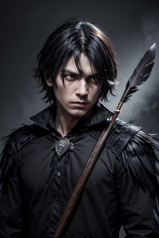 Angry magicians，Raven Magician，Crow feather clothing，Raven Staff，Magical crow magic，Powerful magical energy, crow mask