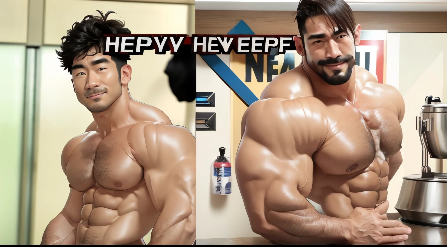 korean man, moreno, huge muscles, huge pecs, hands on the hips, chubby, happy new year, alone, tanned, mature man, a muscular korean man, big man, daddy, tattooed, a muscular man, big smile, robust, corpulent, hairy torso, facial hair, frown, pecs, muscular male, bara, large pecs, sideburns, mature male, chest hair, pectoral cleavage, arm hair, hairy, big horseshoe moustache, sweaty, tanned, brown skin, his cuffs on his waist
superhero pose
