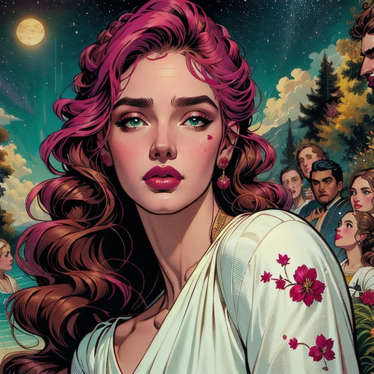 uma garotinha fofa, pink lips, vestindo uma camisa branca brilhante, no estilo da paleta de cores suave aurorapunk, an anime illustration of her face, gifs animados, hand drawn animation, charming sketches, suave e brilhante, romantismo nebuloso, estilo superplano, branco - fundo de ar 1:1-niji 5-estilo expressivo 