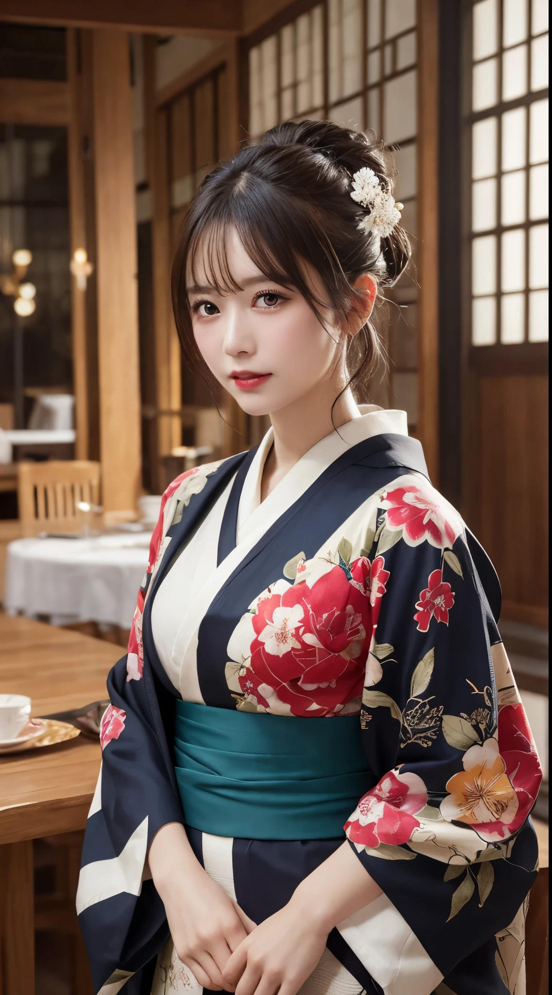 Tabletop, highest quality, figure, Very detailed, In detail, High resolution, 8k wallpaper, Perfect dynamic composition, Beautiful fine details, kimono