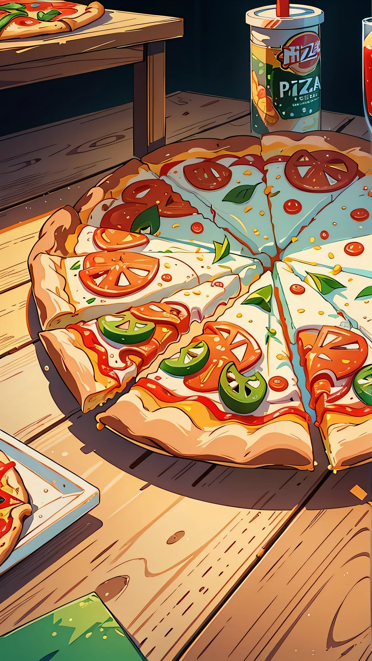 best quality, masterpiece, Ultra-high resolution, (Reality: 1.4), pizza,Juicy pizza,Pizza perspective focus,nobody,Pizza set on wooden table,Daytime light