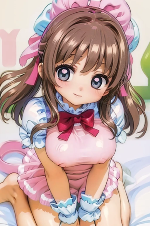 Sakura Kinomoto　brown hair　woman　Baby Face　Big Breasts　Waistline　barefoot　Thighs　barefoot　Bunny girl　Love juice　blush　smile　Short pigtails　Looking up　casino　Sensual　Provocative　Dominant　fine eyelashes　Big Eyes　