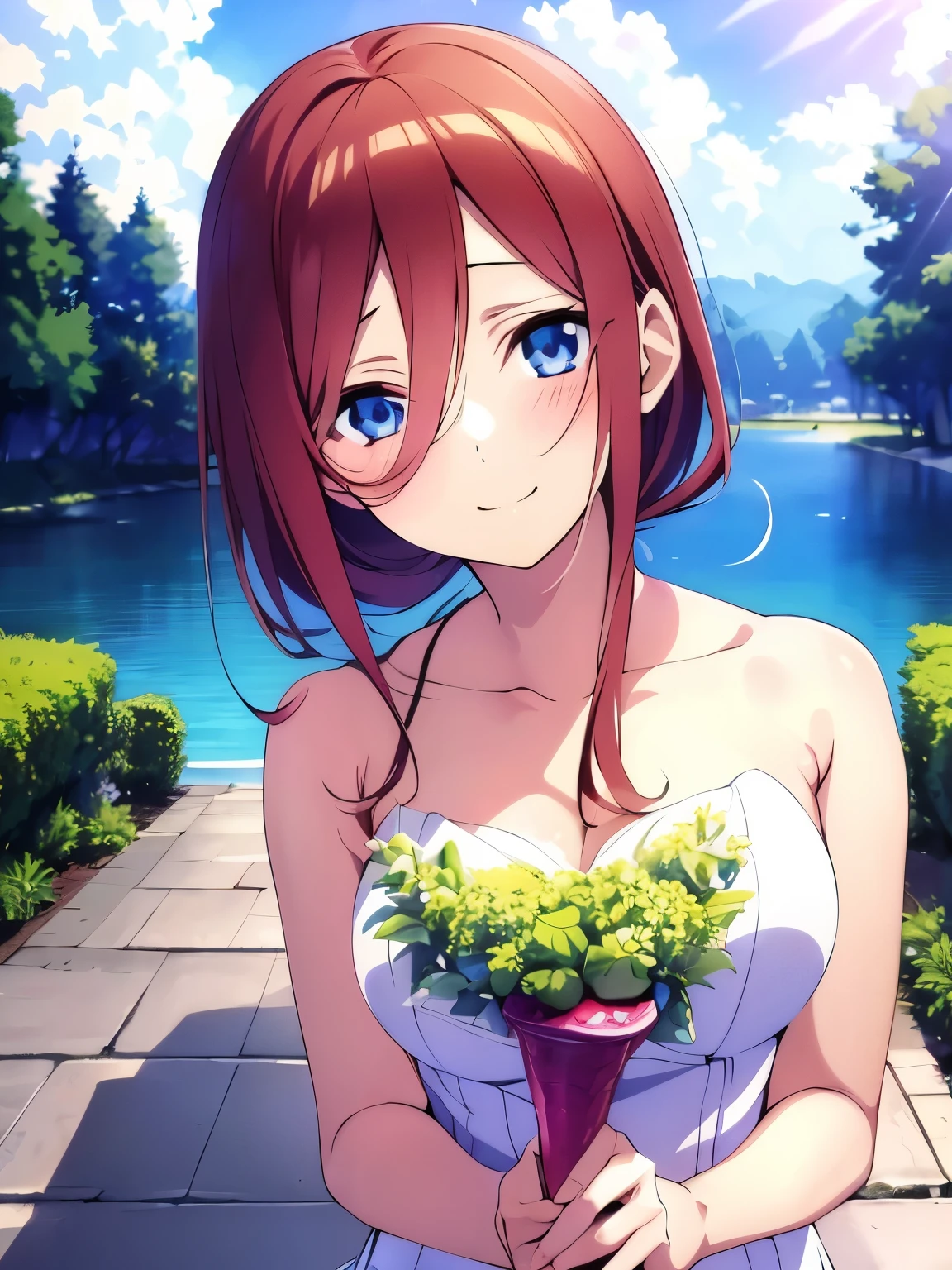 ((masutepiece)), ((Best Quality)), (Ultra-detailed), Anime style, Cute  s, 1girl in, Solo, bride, June Bride 00, ((Beautiful eyes))0, Smile