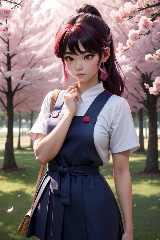 Imagina a Ranma-chan en un momento de calma en medio de un campo de cerezos en flor.. ella esta en su forma femenina, con su largo cabello rojo que fluye atrapando la suave brisa. His eyes express a mix of determination and serenity as he prepares for a martial arts training session.... Cherry petals dance around., creando un suave, Ethereal environment. Tu postura es segura, pero relajado, reflejando su habilidad como luchadora. Los colores son vibrantes y ricos., con suaves tonos de rosa y verde para el paisaje, resaltando la belleza natural del entorno. Sunlight filtering through the leaves of the trees adds a sense of warmth and tranquility to the scene... Make sure to capture the subtle details of Ranma-chan&#39;s face., highlighting their unique characteristics, maintaining a sense of realism and depth.. This work of art should evoke a feeling of calm and power., mostrando a Ranma-chan en su elemento mientras se conecta con la naturaleza y su propia fuerza interior.