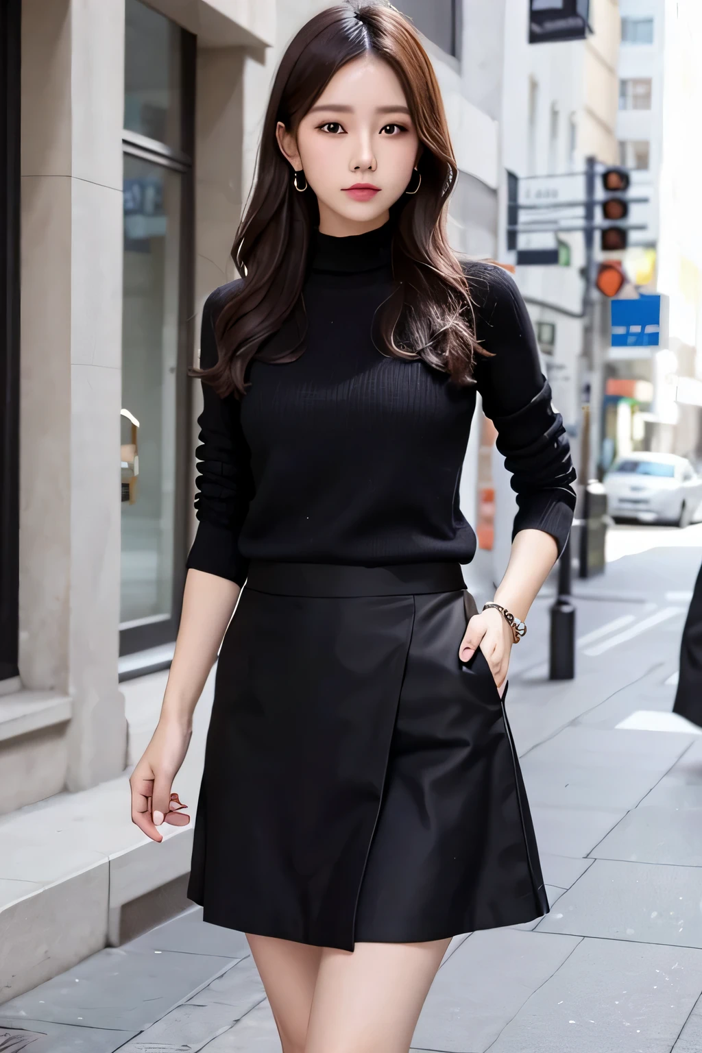 Black clothes　fashion　woman　skirt
