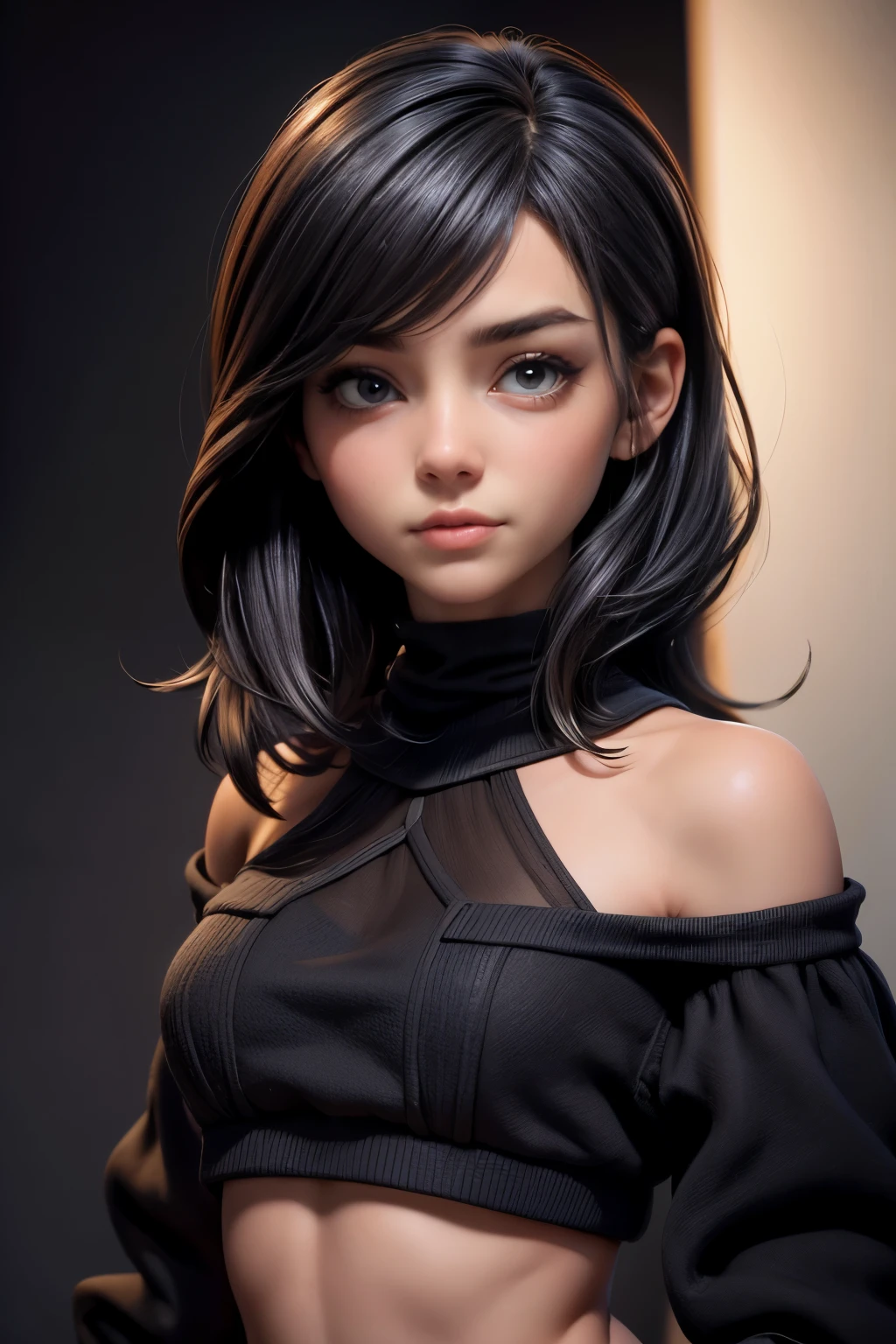 (Obra maestra:1.3), (8k, fotorrealista, foto cruda, mejor calidad: 1.4), (1 chica), Hermoso rostro, (cara realista), (pelo negro, cabello corto:1.3), hermoso peinado, ojos realistas, hermosos ojos detallados, (piel realista), piel hermosa, (sweater), absurdos, atractivo, ultra high resolution, ultra realista, Muy detallado, golden ratio