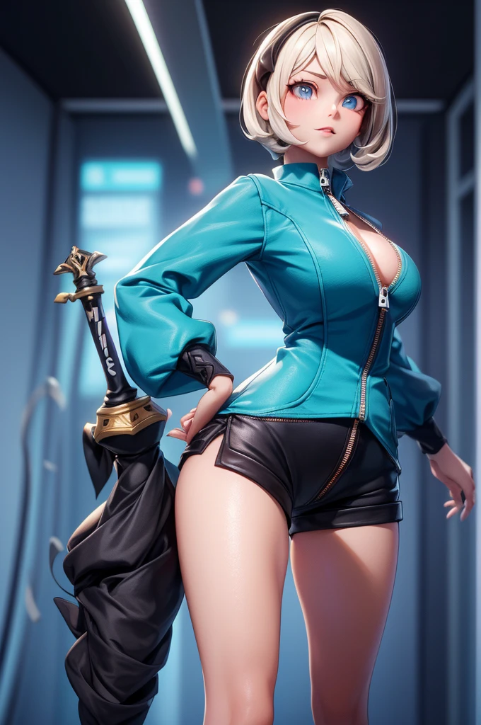 girl, adult, ((qiyana)), ((league of legends)), shoulder-length white hair, yellow eyes, cheeky look, white lace underwear basement, arms and legs in chains, big tits, embarrassed, scratches and bruises all over her body, the girl is very beautiful, the basement is gloomy, detailed face, detailed hands, detailed legs, detailed fingers, detailed hair, detailed eyes, detailed skin, dynamic lighting