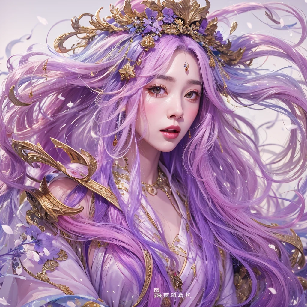 Snow hoop exclusion area 32K(tmasterpiece,k hd,hyper HD,32K)Long flowing purple-pink hair,Autumn Pond,zydink, a color, Tongzhou people (Girl with glowing eyes), (Thin silk scarf), Side squat position, looking at the ground, long whitr hair, Floating hair, Python headdress, Chinese long-sleeved clothing, (abstract ink splash:1.2), white backgrounid,Lotus protector(realisticlying:1.4),Purple-pink hair,Snowflakes fluttering,The background is pure, A high resolution, the detail, RAW photogr, Sharp Re, Nikon D850 Film Stock Photo by Jefferies Lee 4 Kodak Portra 400 Camera F1.6 shots, Rich colors, ultra-realistic vivid textures, Dramatic lighting, Unreal Engine Art Station Trend, cinestir 800,Long flowing purple-pink hair