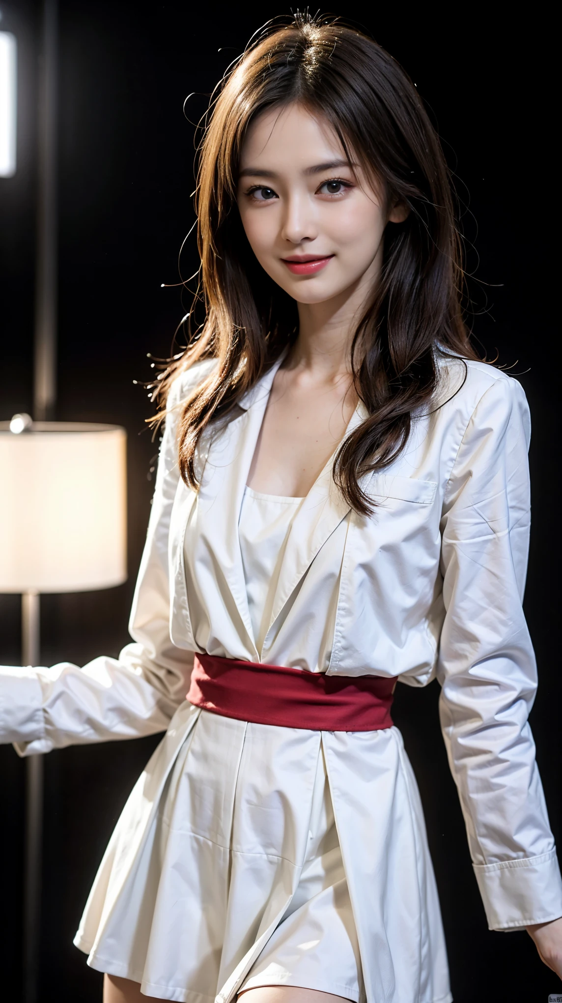 (Highly detailed CG 8k wallpaper, Tabletop, highest quality, Very detailed), (Better lighting, Better Shadows, Very delicate and beautiful), floating, High saturation, Dynamic Angle, ((1 girl)), Nice, Ning Guang(Random color orchid evening dress) Blonde Hair, black eye, Very long hair, hair ornaments, bangs、smiling ice star piece, highest quality, ウルトラ - High resolution, High resolution，Medium milk，highest quality,masterpiece,超High resolution,(Actual:1.4),Original photo,超High resolution，8K，Wearing Nogizaka46 stage costumes，Fancy makeup with red eyeshadow，Big laughing smile，Short cut with delicate brown hair，A live costume of a high school girl&#39;s uniform mini skirt，Live costume: high school girl uniform jacket，She is jumping with her skirt rising up，Two girl idols，Concert Venues