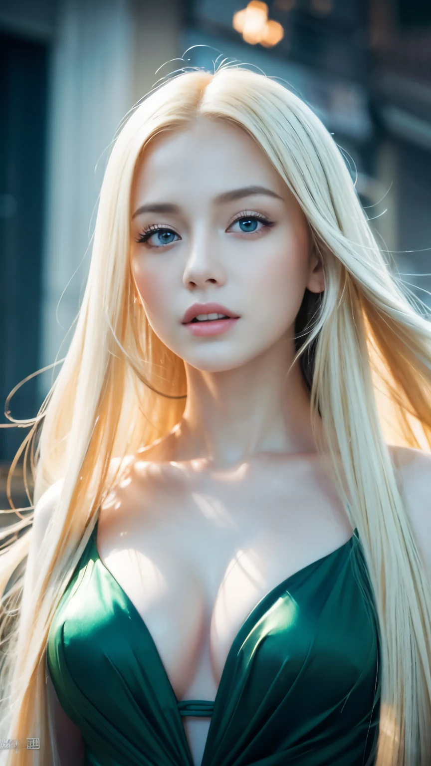 幻想的な空間に佇むbeautiful女性, Tight micro dress in white and gold, 98k, {{masterpiece}}, highest quality, expensive quality:1.4), {{[[Front view}}, eye_touch,Multiple photo poses)]], Very cute face, and very pretty eyes, Cute Images, Cute Images, {{Half Body}}, {{{{{{{{Long legs}}}}}}}}, {{{{Slim and sexy body}}}}, {{{{{{背のexpensive女性}}}}}}, {{Height: 177cm}}, alone, beautiful, Lovely, Adorable, Pale skin, {{18〜22 year old German woman}}, look beautiful German girl and blue eyes or green eyes with platinum blonde hair color), Scandinavian German girl, {{{{{{{{{{Half Girl}}}}}}}}}}, {{{{{{{{{{expensive_Heel}}}}}}}}}},Big Breasts