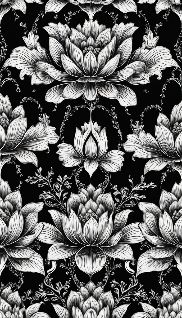 Black background Baroque lotus flower luxury symmetrical