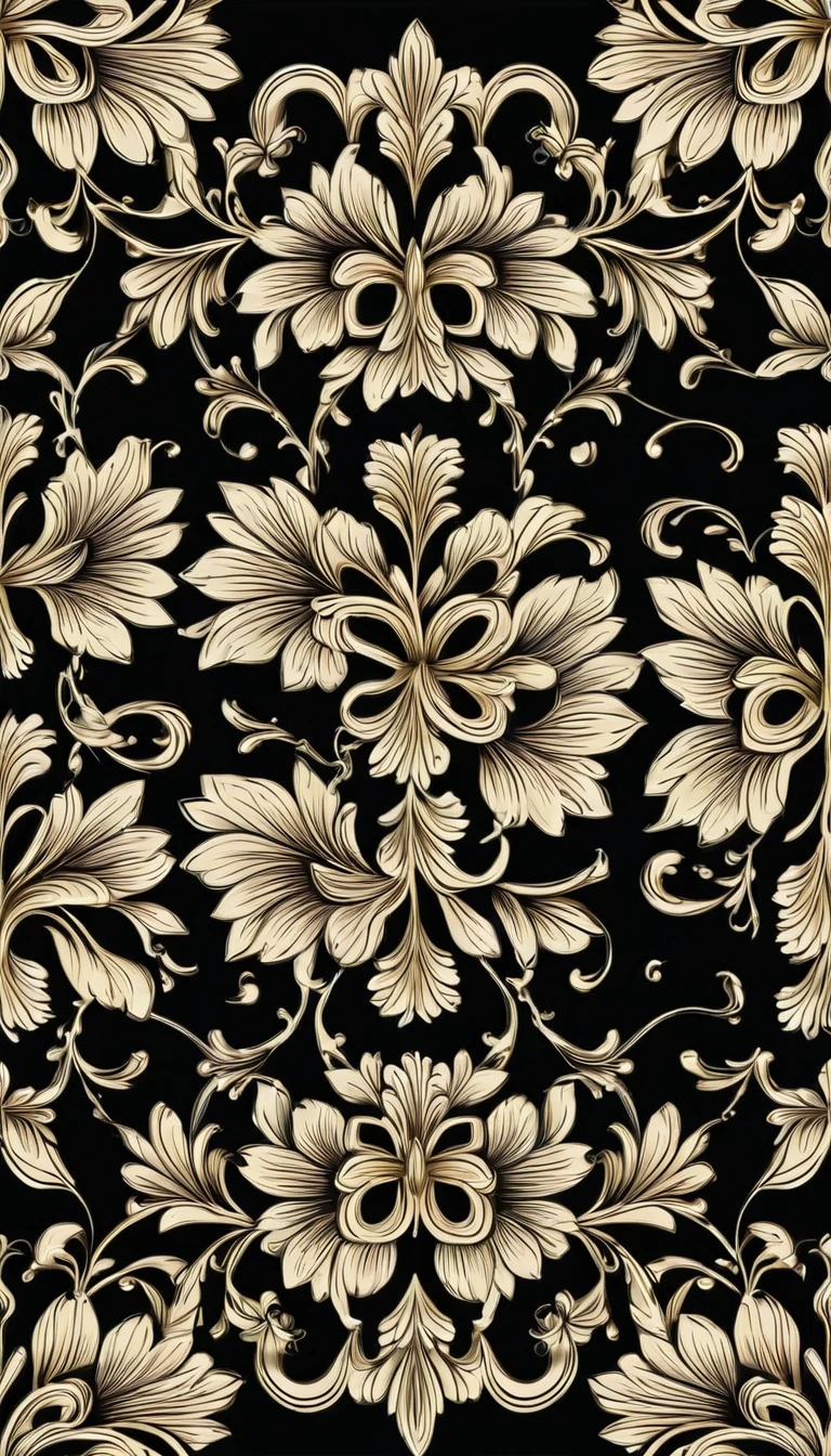 Black background Baroque lotus flower luxury symmetrical