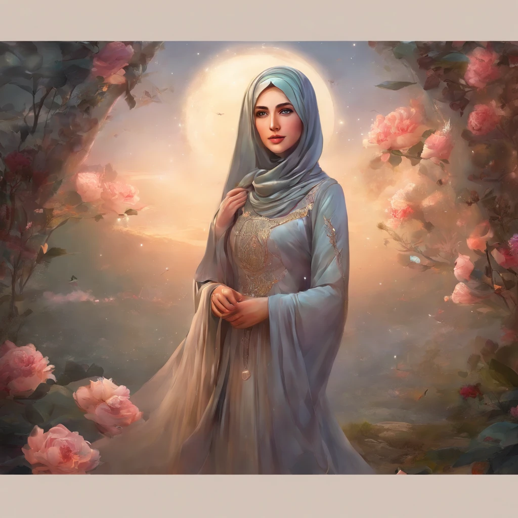 Realistic photo,wearing dress and long hijab grey colours, look from above, hyperrealistic, masterpiece, sweet ekspresion, melancholy , closeup photo, bright eyes, sexy lips, detailed makeup, detailed eyes cornea, wearing hijab no hair looks, blush pink cheek, outdoor background