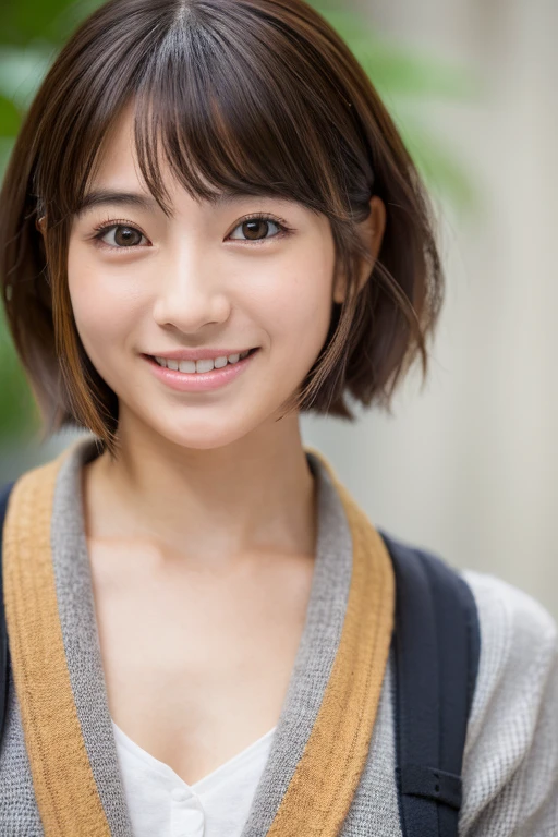 (masterpiece:1.3), (8K, Photorealistic, Raw photo, Best image quality: 1.4), Japanese female university student、(Random hairstyle:1.2)、Super detailed face、Eye for details、double eyelid、Chest to chest、Sharp focus:1.2、Beautiful woman:1.4、Light brown hair、highest quality、masterpiece、超A high resolution、(Photorealistic:1.4)、非常に詳細でプロフェッショナルな照明のsmile、thin、smile、Short-haired、Girly outfits、Fatal position large breasts:1.3、The yukata has a gentle color and a cute impression.、whole body、Well-groomed