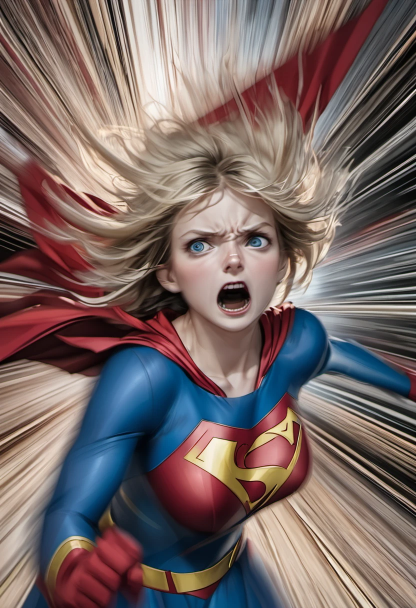 motion blur, blurry picture, superhero, supergirl, horror, depth, (blur line), motion, abstract, award winning