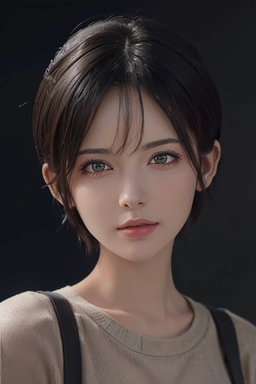 (masterpiece:1.3), (8k, Realistic, RAW Photos, highest quality: 1.4), (One girl), Beautiful Face, (Realistic Face), (Black Hair, short hair:1.3), Beautiful hairstyle, Realistic eyes, Beautiful fine details, (Realistic Skin), Beautiful Skin, (sweater), Absurd, Charm, Ultra-high resolution, Ultra-realistic, Very detailed, Golden Ratio