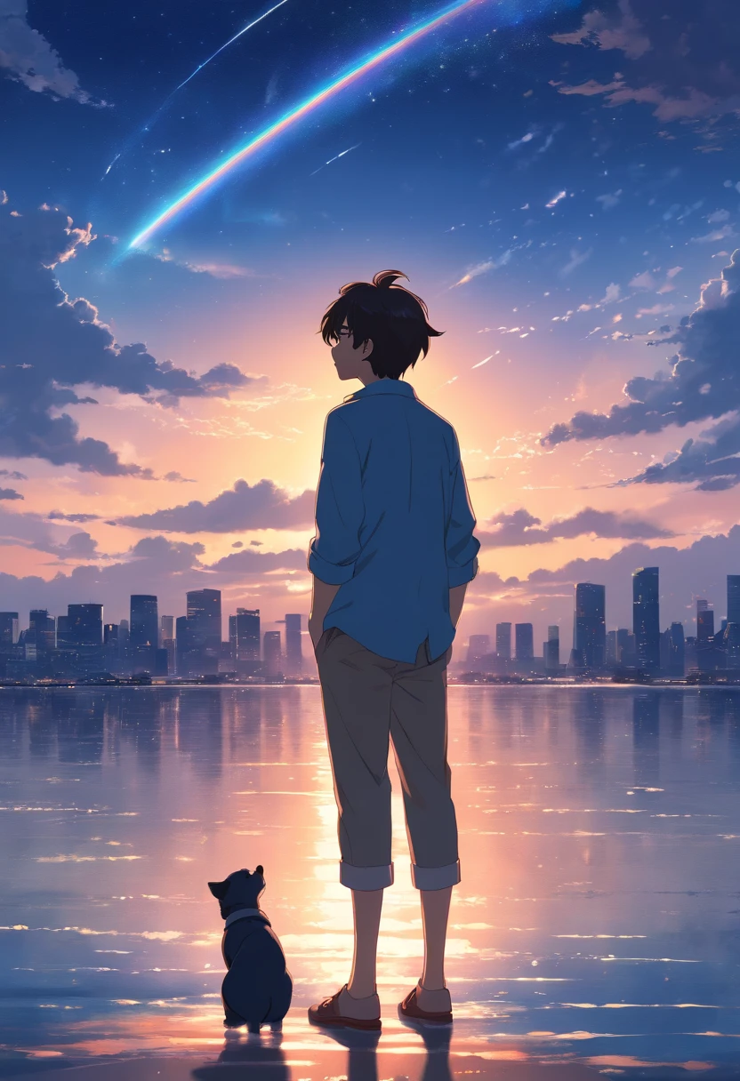masterpiece, best quality, movie still,The man cried looking up at the sky