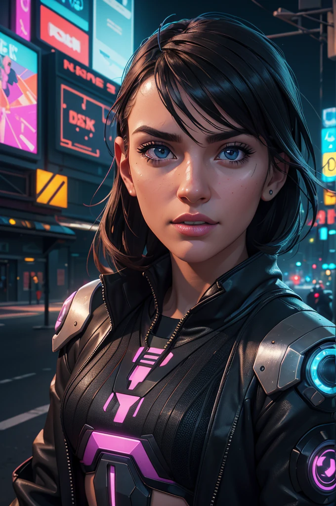(best quality,4k,8k,highres,masterpiece:1.2),ultra-detailed,(realistic,photorealistic,photo-realistic:1.37),cyber realistic,portrait,tech-inspired backgrounds,Metallic sheen,dystopian atmosphere,neon lights,cyberpunk city streets,glitch effects,digital overlays,advanced technology integration,Wearable tech-enhanced fashion,meticulously crafted details,sharp focus,high-definition rendering,vivid colors,contrast enhancement,HDR,studio lighting,bokeh,abstract geometric patterns,endless possibilities