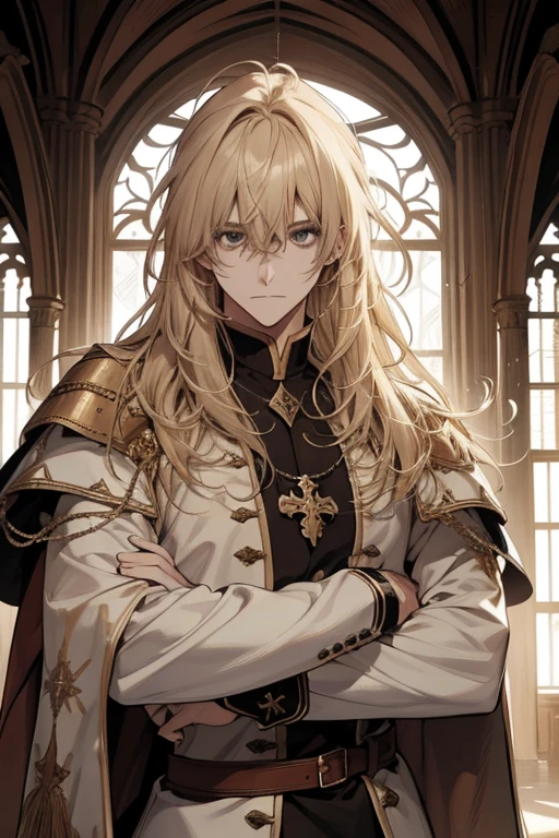 1 homem, COMO-Adulto, Messy Blonde Hair and Bangs, Principe, Roupas brancas, bonito, desapaixonado, O lindo, Condescendente, emagrecimento, em um castelo, fantasia medieval