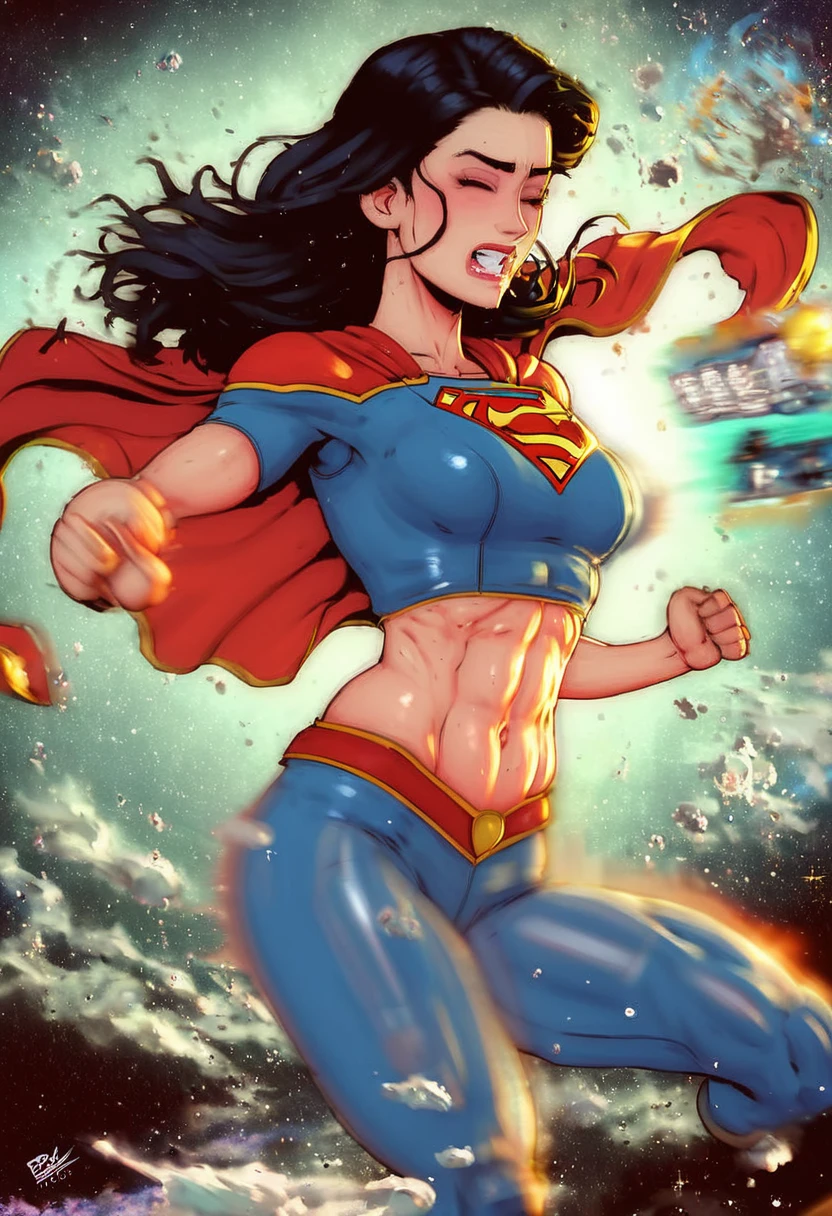 score_9, score_8_up, motion blur, blurry picture, superhero, japanese supergirl, black hair, (crop top), ready to punch, depth, outerspace, blur line, motion, amazing art, hdr, 4k, raytracing, award winning, movie still, cinematic, , best quality, amazing quality, very aesthetic, absurdres