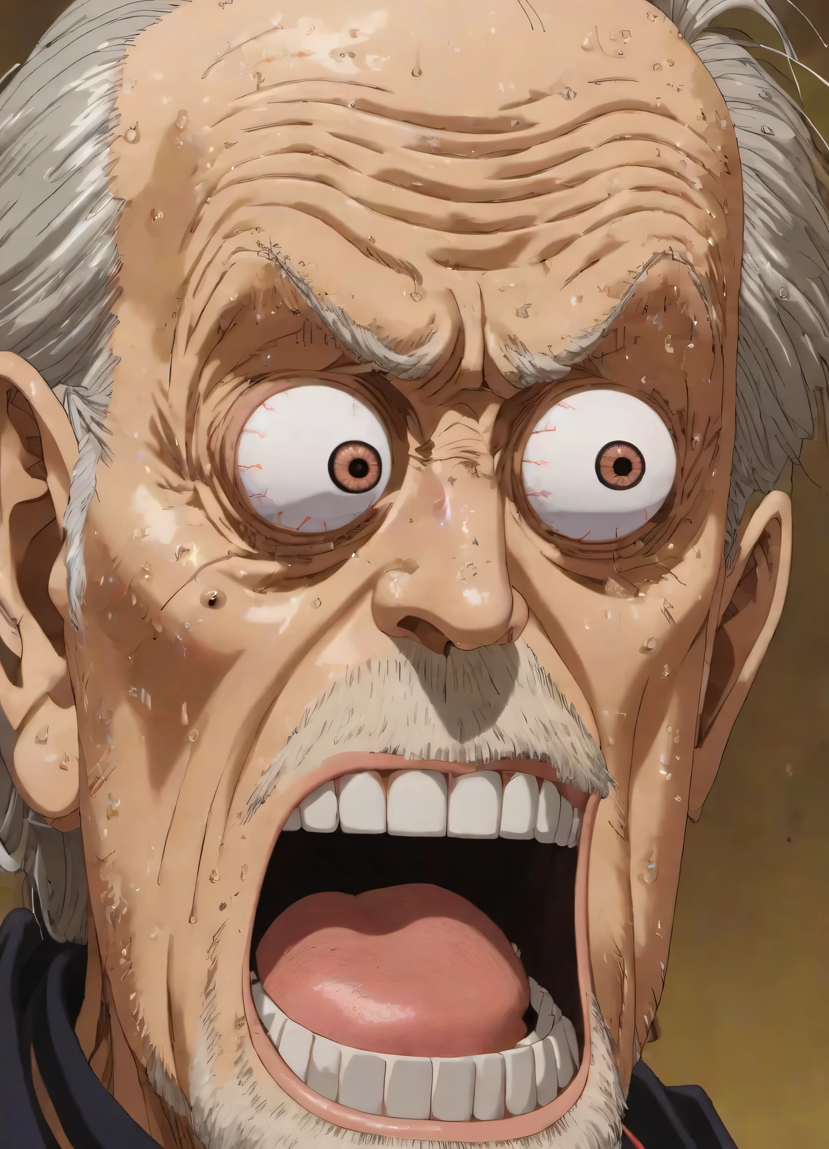 PEOPShockedFace, eyes popping out, shocked face, mouth open,old man,
masterpiece, high resolution, octance 4k, high detail,