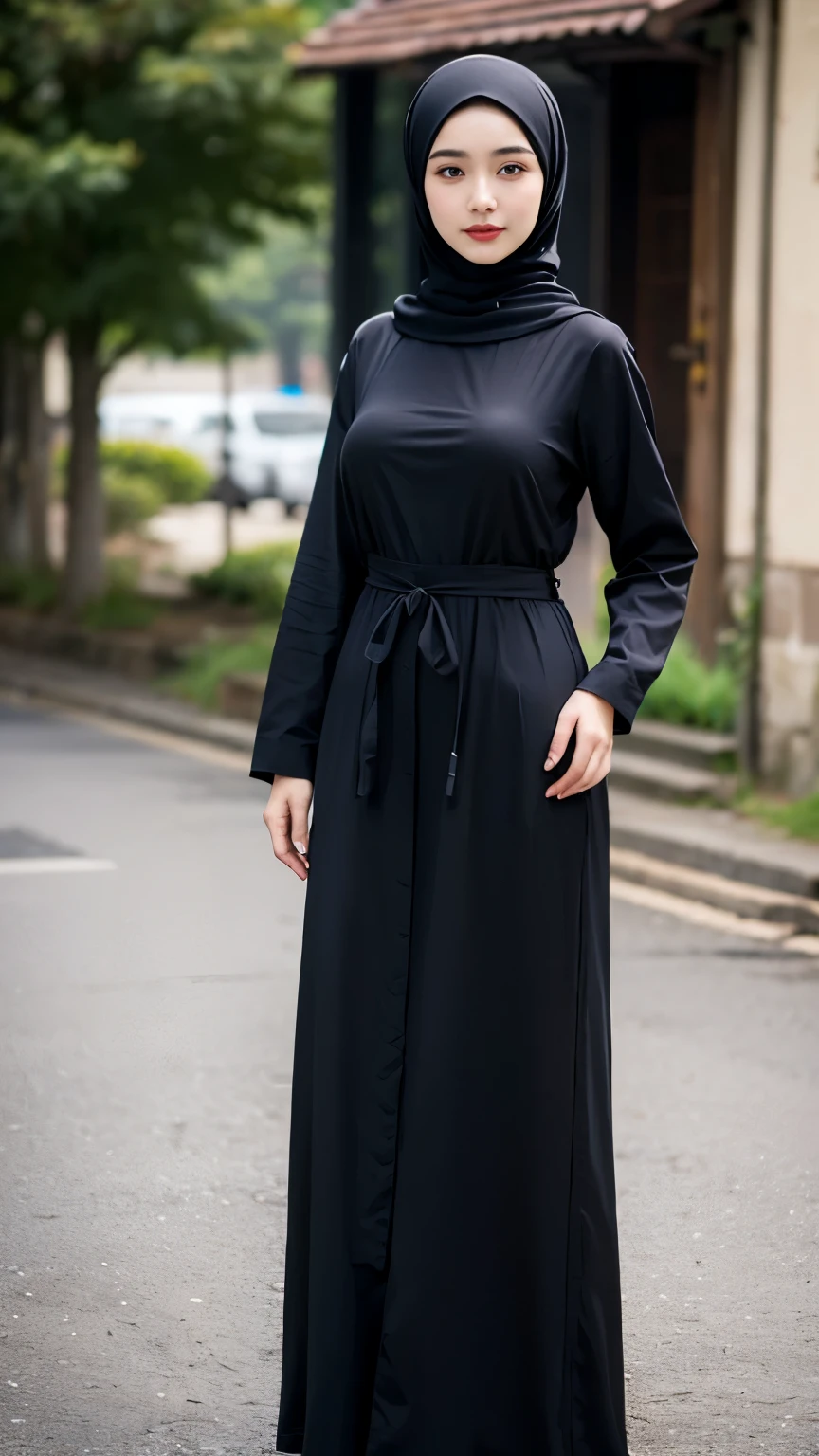 arafed woman in a black dress outfit Stand on a sidewalk, hijab fashion model, hijabi outfit, thicc, hijab, korean woman, wearing black robe, asian woman, bbwchan, photograph of a techwear woman, hijab, wearing a black robe, woman in black robes, random pose, wearing dark robe, asian women, korean girl, red sneakers, chubby cheeks. Full body, , 70 years old, thick body, beautiful thick female, wide hips, thick legs, she has a jiggly fat round belly, thick thighs, curvy hourglass figure, thicc, curvy model, widest hips, hyperrealistic full figure, bbwchan, voluptuous body, thick, , hena on arm, hena in belly, , muslim clothes, 70 years woman. , chubby cheeks, Body height 170 cm.
