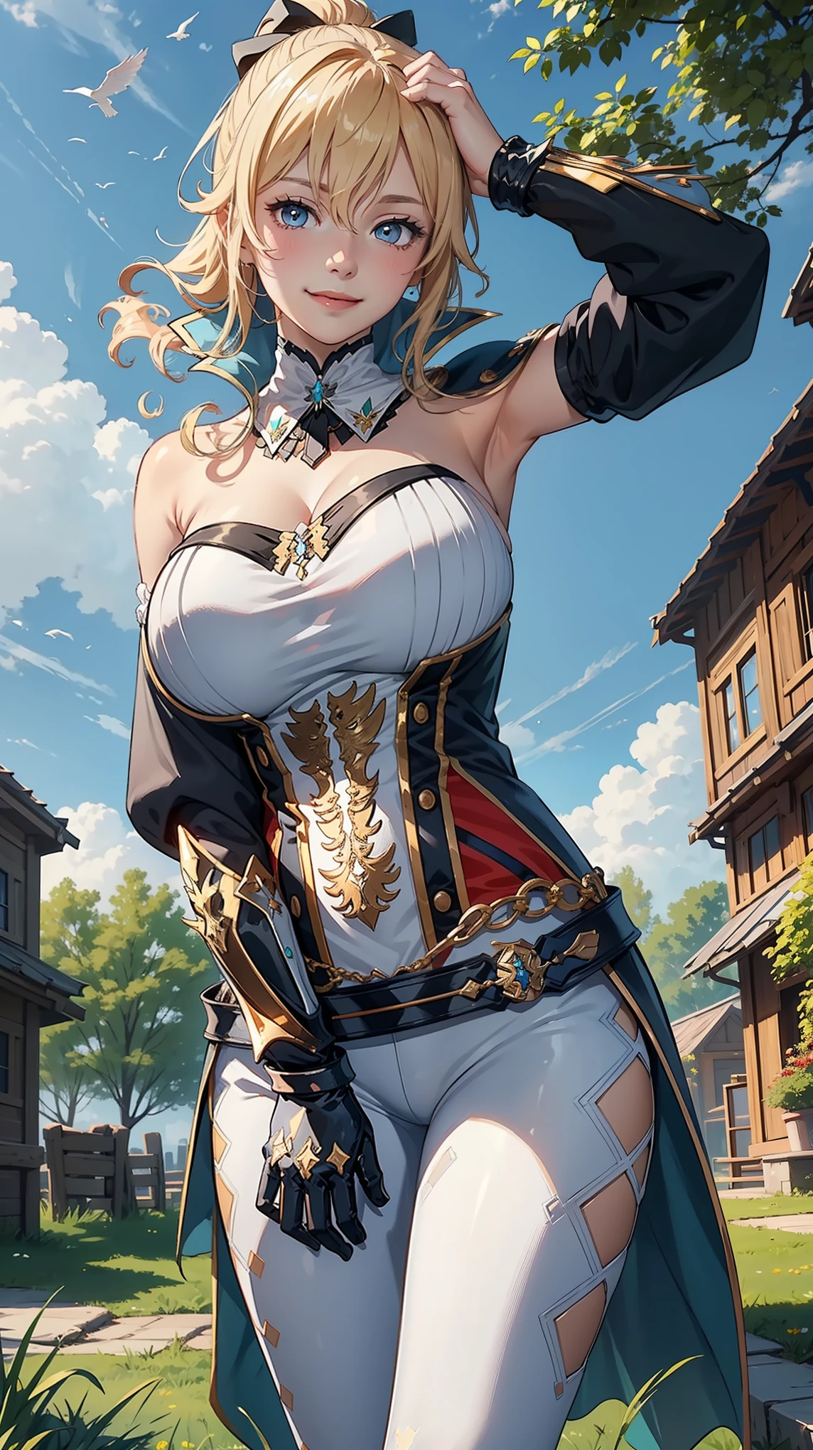 Masterpiece, ultra detail, high quality, 8k cg, jeanfavonian, blush, bright eyes, detail face, dynamic poses,night city view background, looking at viewer, huge breast, super detailed, red lip, make up,