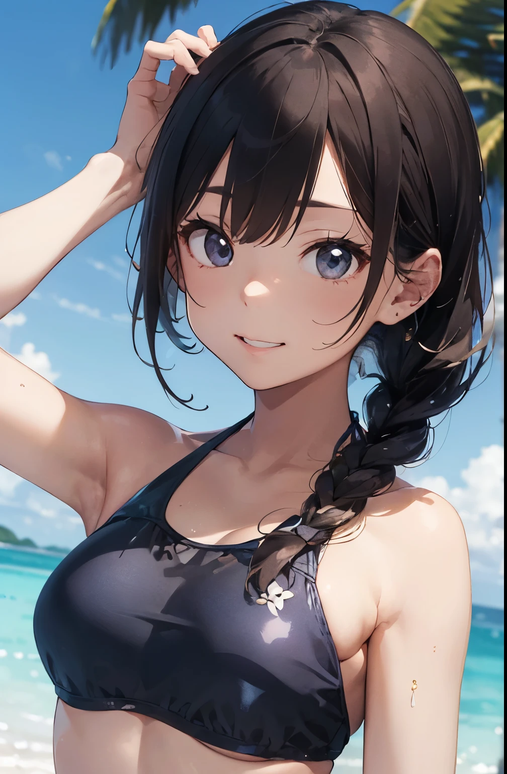 High resolution、
One beautiful young woman、
(Masterpiece 1.5),super high quality, Super detailed,Perfect drawing,NFSW、Beautiful woman、Beautiful shiny skin、A kind smile、Beautiful black hair、Braid、(((beautiful swimwear)))、(((luxury swimwear)))、。.。.。.3D、16k illustrations、((Clear Face))、High Resolution、Nice background、Beautiful background、Spotlight、Vibrant colors、(((Detail view)))、Perfect beautiful girl、(((Perfect photo)))Wakame seaweed、Wakame seaweed、Wakame seaweed、Wakame seaweed、Wakame seaweed、Wakame seaweed、Wakame seaweed、