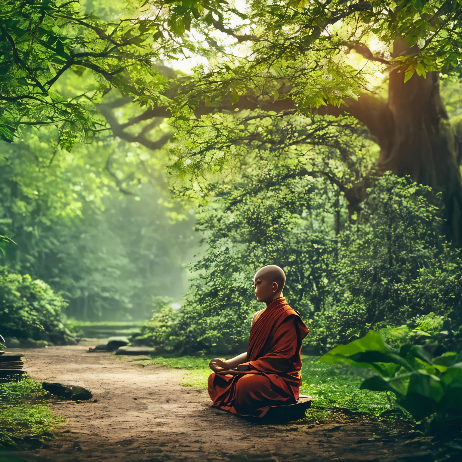 arafed monk sitting in meditation position in a park with trees, Buddhism徒 monk meditationする, 僧侶がmeditationする, Buddhism徒, hindu stages of meditation, Buddhism, path to enlightenment, zen meditation, Zen Nature Background, Buddhism徒 monk, path to enlightenment, meditationする in lotus position, spiritual enlightenment, meditationする, praying meditationする, Shutterstock, meditation