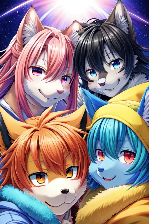 ((best quality)), ((masterpiece)), (detailed), perfect face, Bara Furry, Art by Rin Suzuka, Art by Sosuke Toka, Art by Nishiya Futoshi, art by Yusuke Matsuo, Art by Toshie Kawamura, art by Yoshihiko Umakoshi, Art by Yukiko Nakatani, art by Naoyuki Asano, perfect shading, soft shading, soft colors, vivid colors, pastel colors 