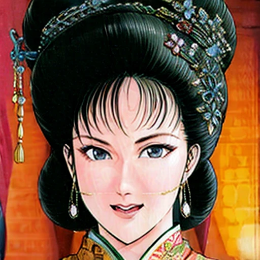 NSFW,a mature female,{full_nude},{full_body},big nipple,Pubic hair of the same color as the hair,red cheek, Surprised face, open mouth,skinny,sit on chinese traditional style bed,{best quality}, {very aesthetic}, {ultra-detailed}, {best illustration},ancient chinese traditional costume,Undressing