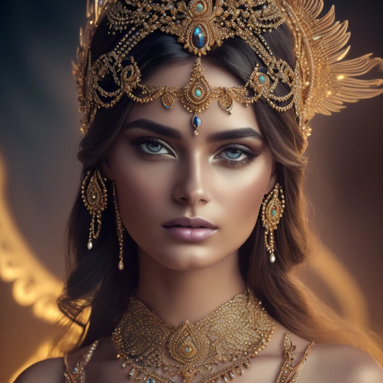 (god of Jared,personified as a woman),(beautiful detailed eyes,beautiful detailed lips,extremely detailed eyes and face,longeyelashes),(3D rendering),(mystical glow),(best quality,4k,highres:1.2),(dazzling colors),(ethereal and divine),(ornate jewelry and headdress),(flowing gown),(imposing and grand),(magical powers),(illuminating surroundings),(divine presence),(ethereal background),(mysterious and powerful),(mesmerizing beauty),(transcendent and majestic),(portrait),(serene and graceful),(enchanting atmosphere),(fierce yet compassionate)