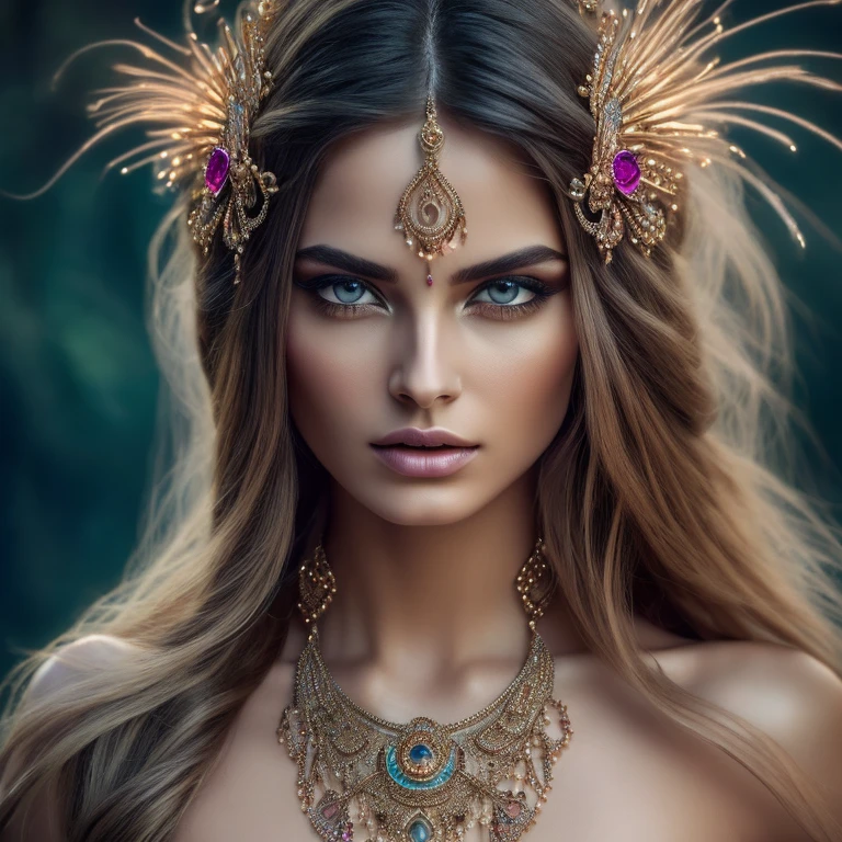 Jennifer Lopes actress (full portrait), (mid-plane), solo, detailed background, detailed face, (stonepunkAI, stone theme: 1.1), sage, (female), (Native American), (beautiful hair, braids: 0.2), shaman, piercing septum, mystic, (gorgeous face), stunning, head tilted up, (eyes closed, serene expression), calm, meditating, Seafoam Green shredded clothes, prayer beads, tribal jewelry, feathers in hair, headdress:0.33, jade, obsidian, detailed clothing, neckline, realistic skin texture, (floating particles, water swirl, embers, ritual, whirlpool, wind: 1.2), sharp focus, volumetric lighting, good highlights, good shading, subsurface dispersion, intricate, highly detailed, ((cinematic), dramatic, (high quality, award-winning, masterpiece: 1.5), (photorealistic: 1.5), (intricate symmetrical war painting: 0.5), --auto --s2